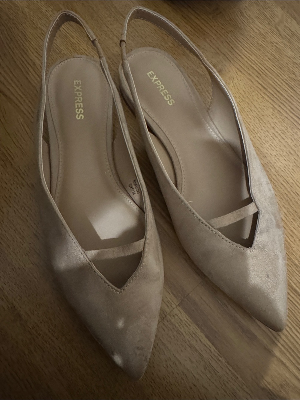 Express Pointed Slingback Flats in Light Beige Suede